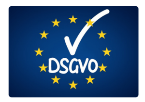 DSGVO | 360° Videos von Pfeiffer-IT.com GDPR compliance logo: white checkmark over 'DSGVO' on blue background with a circle of yellow EU stars.